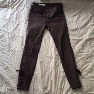 Anthropologie Pilcro Maroon Waxed Pants 25